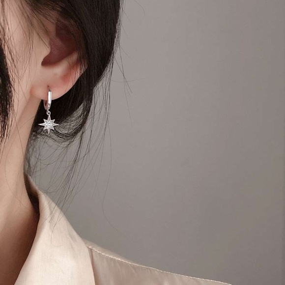 Asymmetric silver earrings Moon and Star S925 - Picture 2 of 7